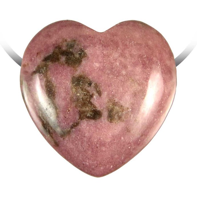 Pendentif Rhodonite Cœur Fleuri, Pierre Naturelle, Collier Chakra France Minéraux