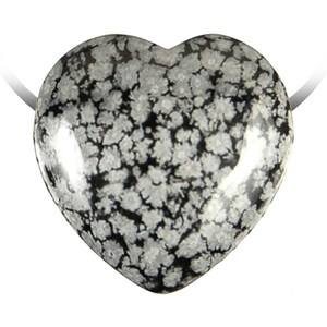 Pendentif coeur obsidienne neige