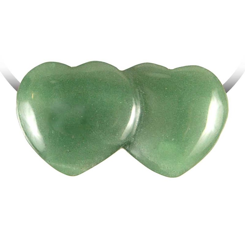 Pendentif double coeur aventurine verte