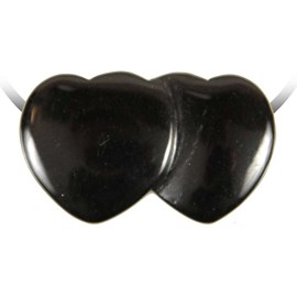 Pendentif double coeur onyx