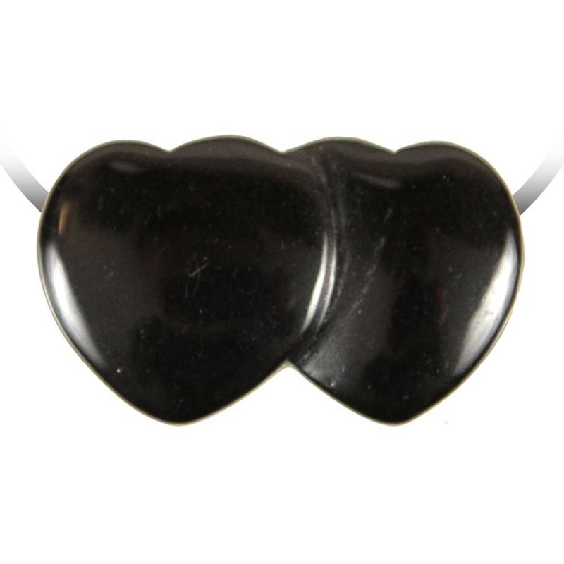 Pendentif double coeur onyx