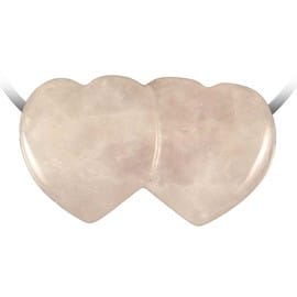 Pendentif double coeur quartz rose