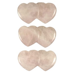 Pendentif double coeur quartz rose