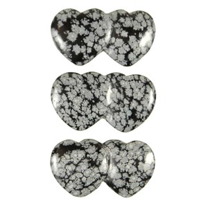 Pendentif double coeur obsidienne neige