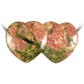 Pendentif double coeur unakite
