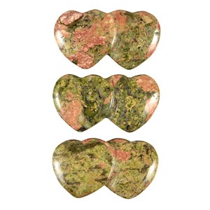 Pendentif double coeur unakite