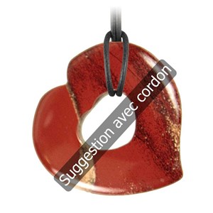 Pendentif donut coeur en jaspe rouge