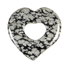 Pendentif donut coeur obsidienne neige