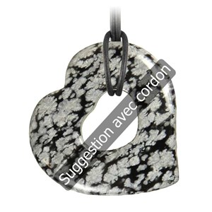Pendentif donut coeur obsidienne neige