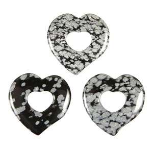 Pendentif donut coeur obsidienne neige