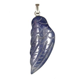 Pendentif aile d'ange en quartz bleu