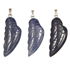 Pendentif aile d'ange en quartz bleu
