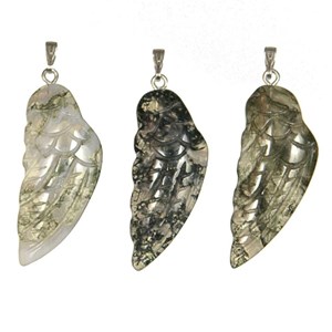 Pendentif aile d'ange en agate mousse