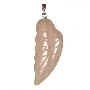 Pendentif aile d'ange en quartz rose