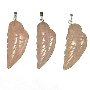 Pendentif aile d'ange en quartz rose