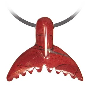 Pendentif queue baleine jaspe rouge