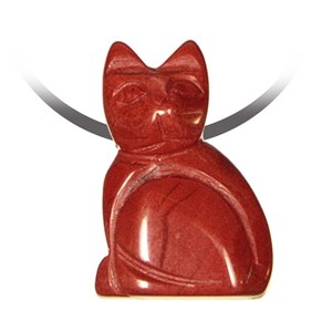 Pendentif chat jaspe rouge