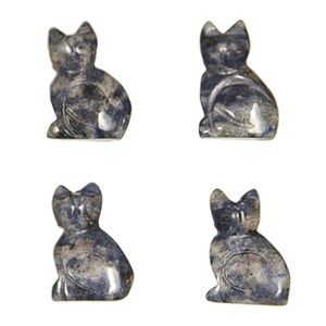 Pendentif pierre percée chat en sodalite