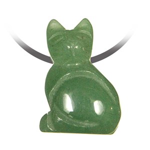 Pendentif chat aventurine verte