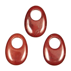 Pendentif donut oval en jaspe rouge