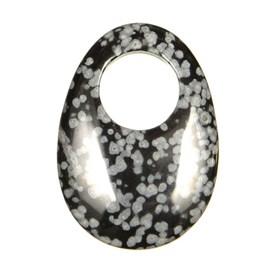 Pendentif donut oval en obsidienne neige
