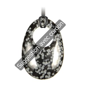 Pendentif donut oval en obsidienne neige