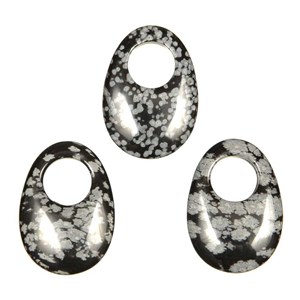 Pendentif donut oval en obsidienne neige