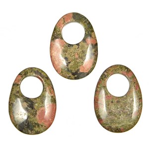 Pendentif donut oval en unakite