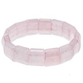 Bracelet perles carrées en quartz rose