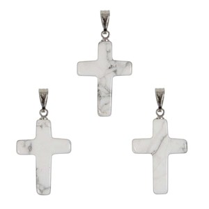 Pendentif croix crucifix en howlite