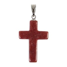 Pendentif croix quartz hématoïde