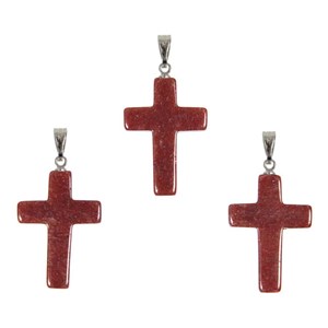 Pendentif croix quartz hématoïde