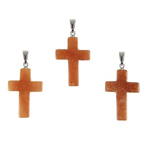 Pendentif croix aventurine rouge
