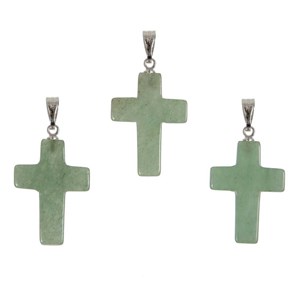 Pendentif croix aventurine verte