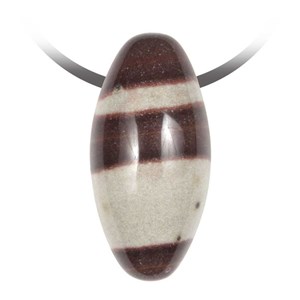 Pendentif galet shiva lingam poli percé