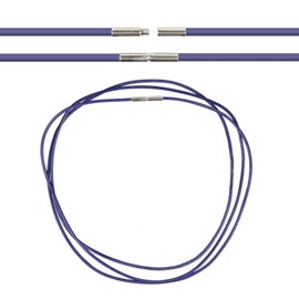 Cordon cuir 58 cm bleu roy