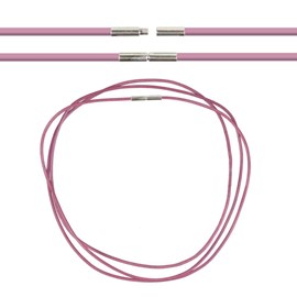 Cordon cuir 58 cm rose