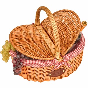 Panier en osier campagne - vichy rouge