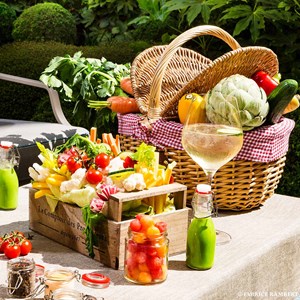 Panier en osier campagne - vichy rouge