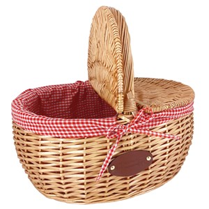Panier en osier campagne - vichy rouge