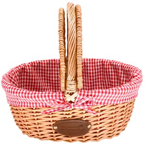 Panier en osier campagne - vichy rouge