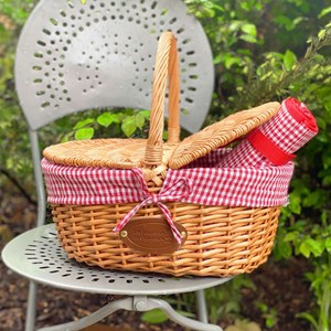 Panier en osier campagne - vichy rouge