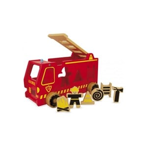 Camion de pompiers en bois : à formes