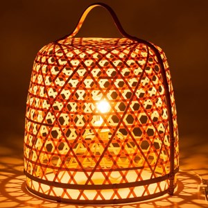 Lampe à poser en bambou naturel et métal