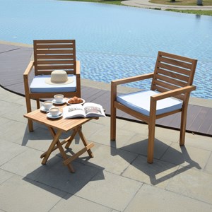 2 fauteuils empilables en teck tivoli