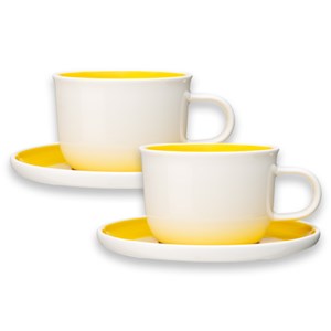 2 tasses à cappuccino jaunes araku