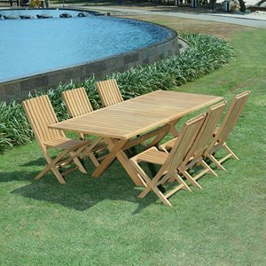 Salon de jardin teck batang 6 places
