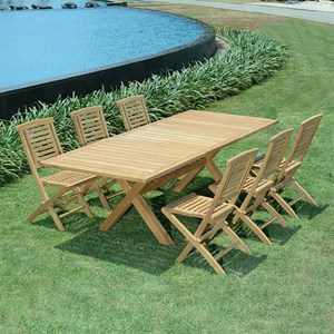 Salon de jardin teck manabo 6 chaises