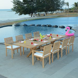 Salon de jardin teck marsala 8 places