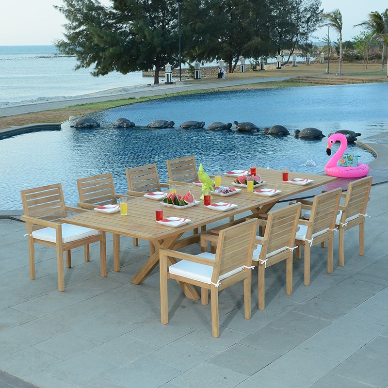 TECK'Attitude - Salon de jardin teck marsala 8 places